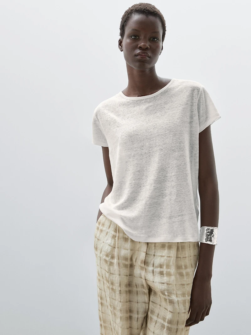 T-shirt 100 % lin à manches courtes