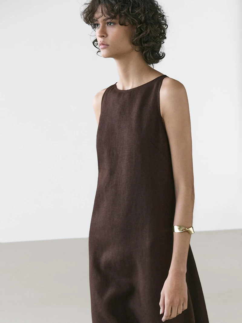 Linen halter midi dress