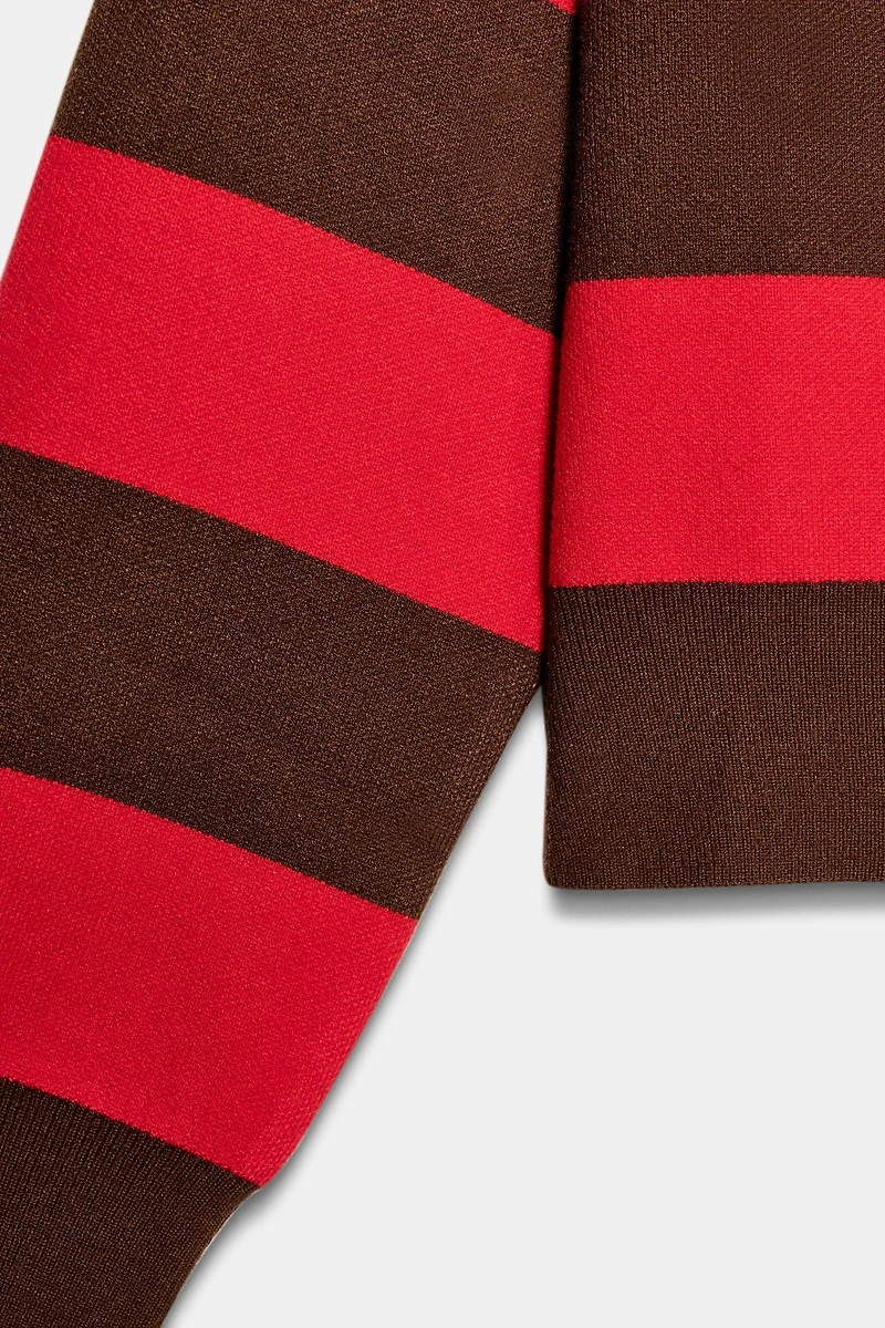 STRIPED KNIT POLO SHIRT