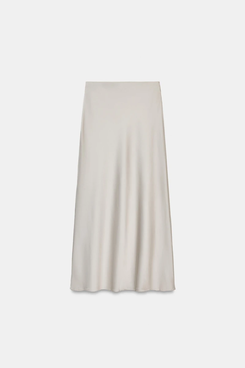 SATIN EFFECT MIDI SKIRT