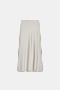SATIN EFFECT MIDI SKIRT