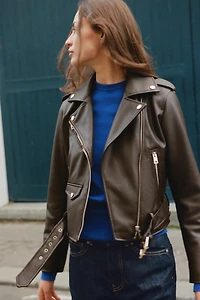 BLOUSON DE MOTARD MATIÈRE SYNTHÉTIQUE