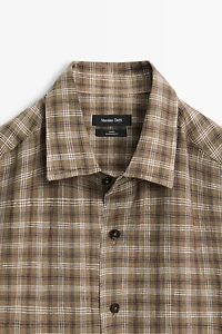 100% linen regular fit check shirt