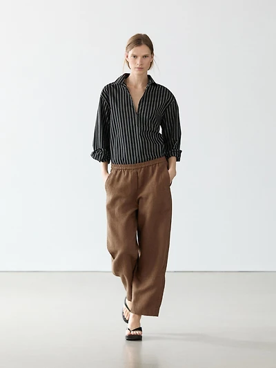Pantalon lin taille élastique
