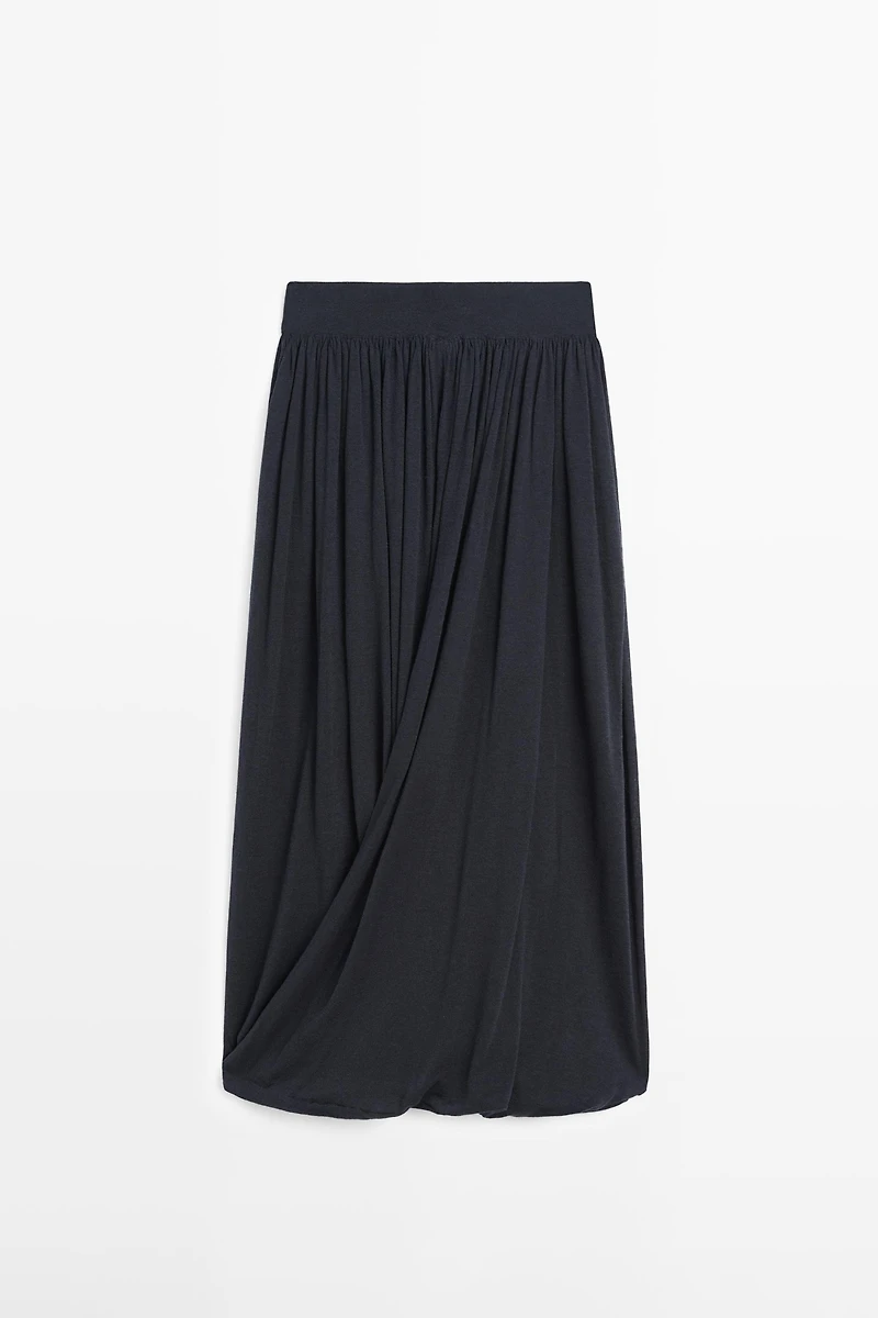 Draped balloon midi skirt