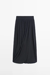 Draped balloon midi skirt