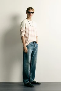 RELAXED FIT JACQUARD STRIPE T-SHIRT