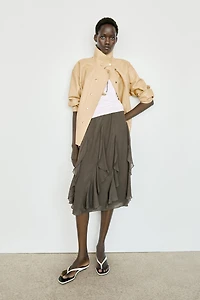 Flowing midi skirt with ruffle detail
