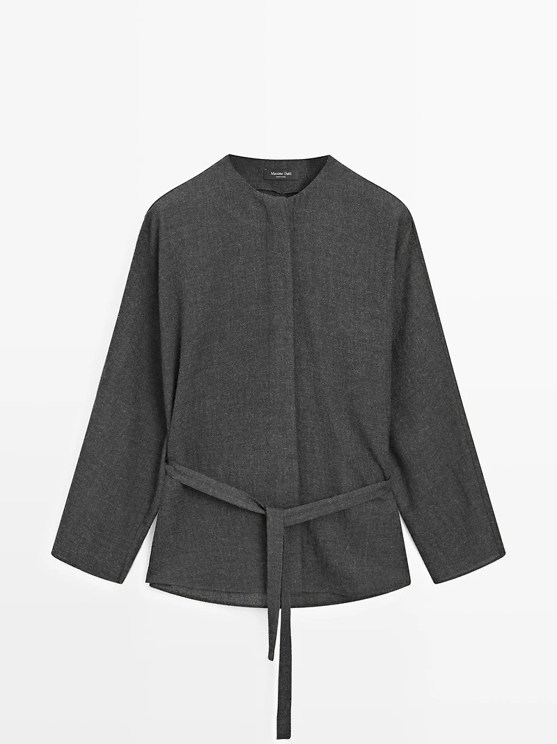 Felt texture shirt with tie detail