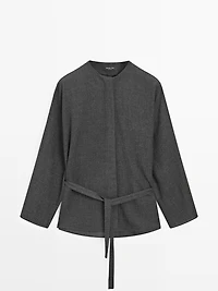 Felt texture shirt with tie detail