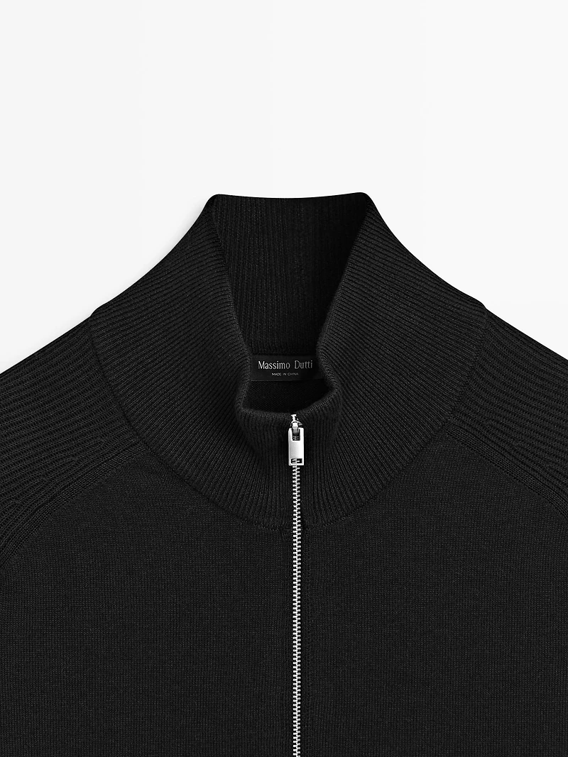 Knit cotton blend cardigan with raglan sleeves