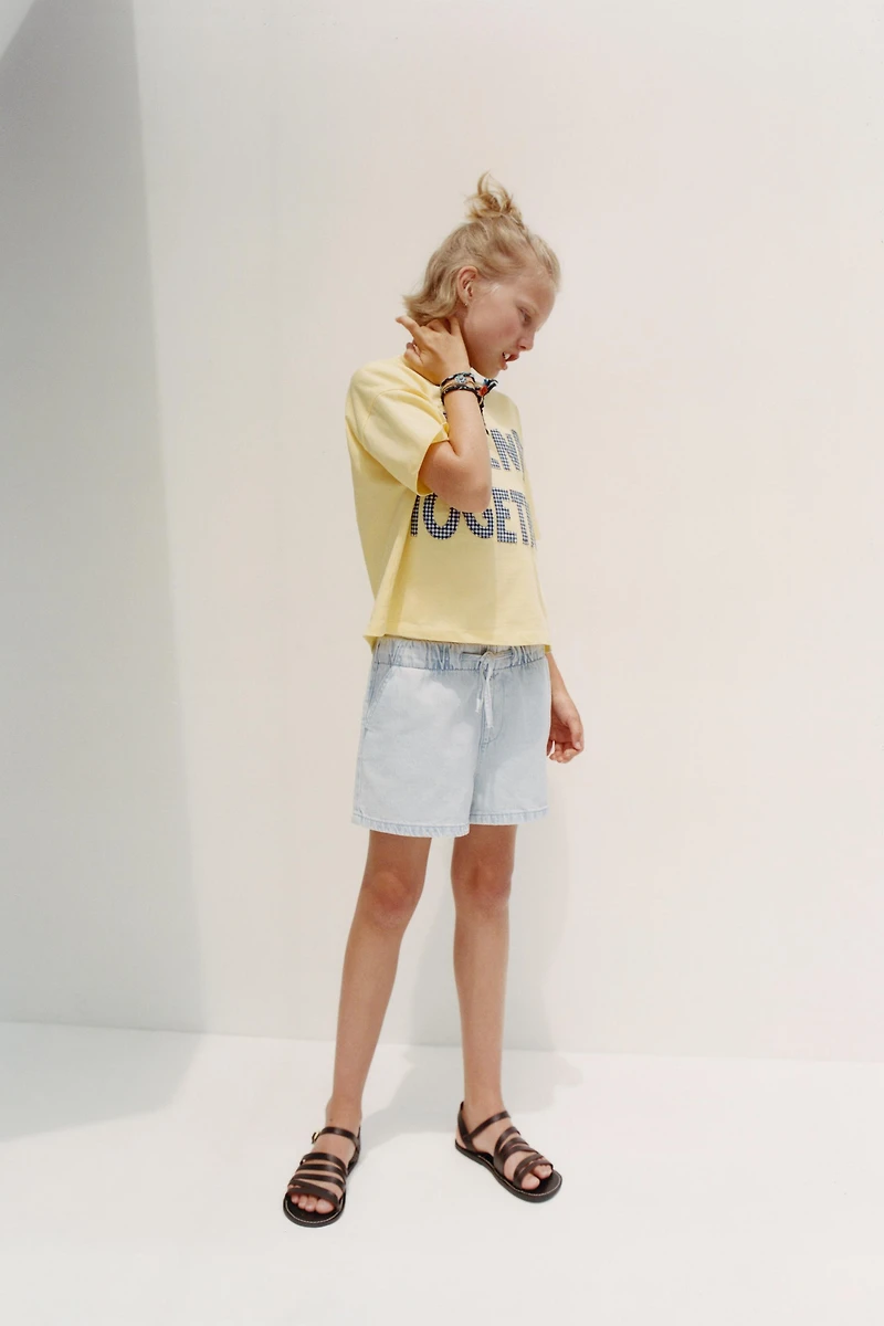 ELASTIC DENIM SHORTS