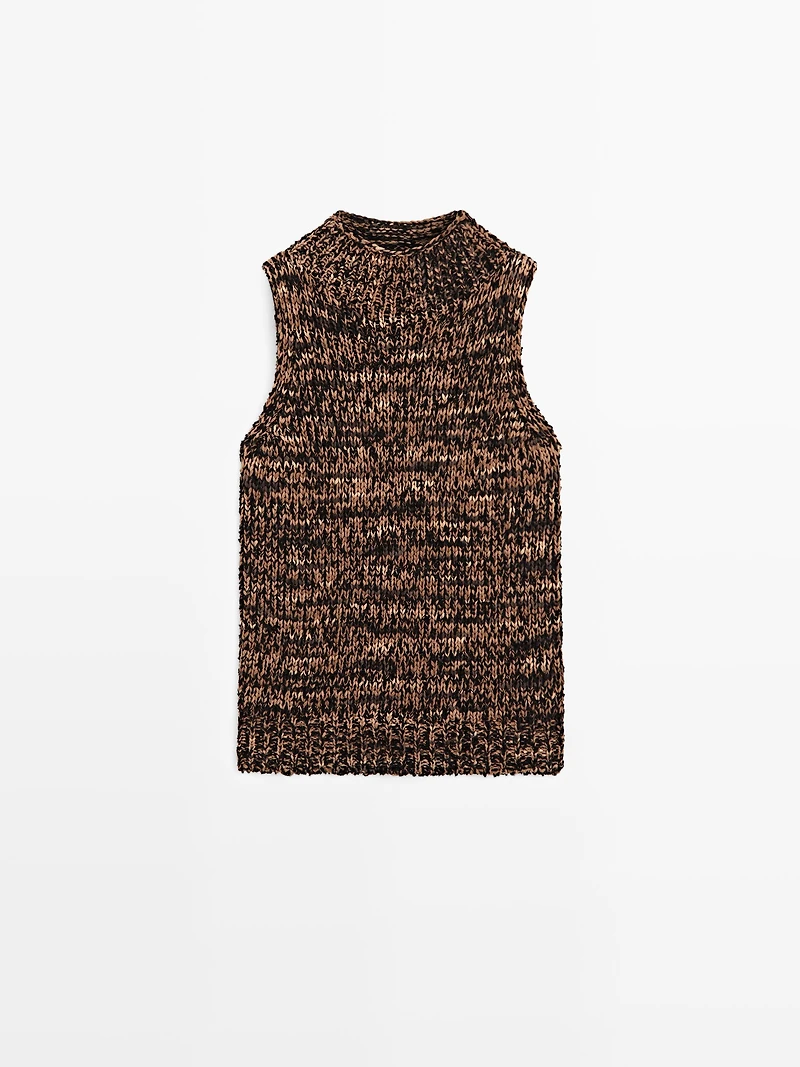 Flecked knit halter top
