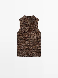 Flecked knit halter top