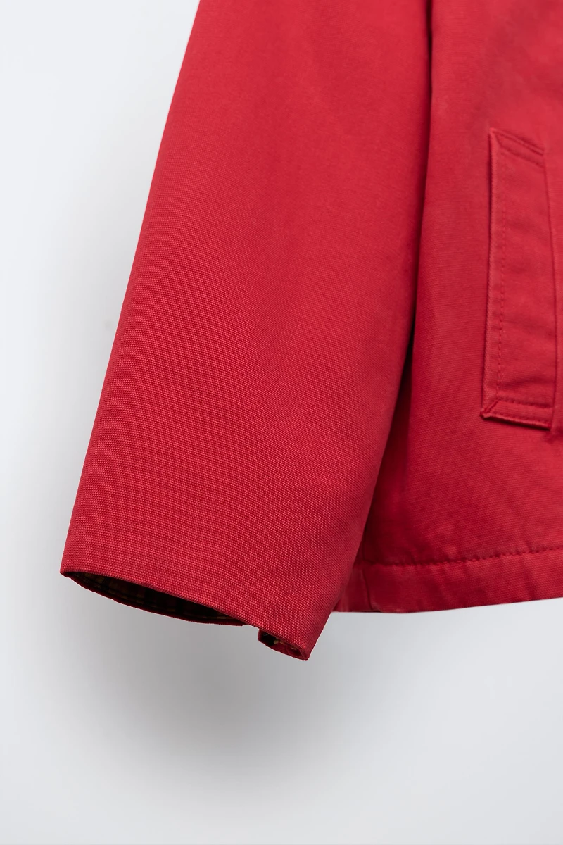 CANVAS JACKET WITH CONTRASTING COLLAR