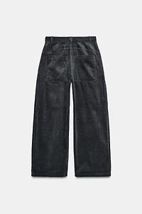 PANTALON EN VELOURS CÔTELÉ À JAMBES LARGES AVEC PINCES ZW COLLECTION