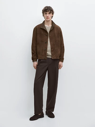 Blouson en cuir et daim