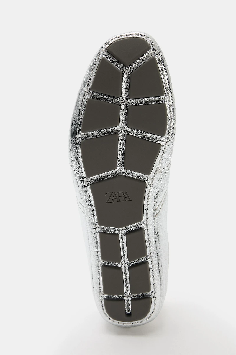 METALLIC LEATHER SPORTY BALLET FLATS