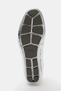 METALLIC LEATHER SPORTY BALLET FLATS
