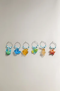MARINE GLASS WINE CHARMS SET