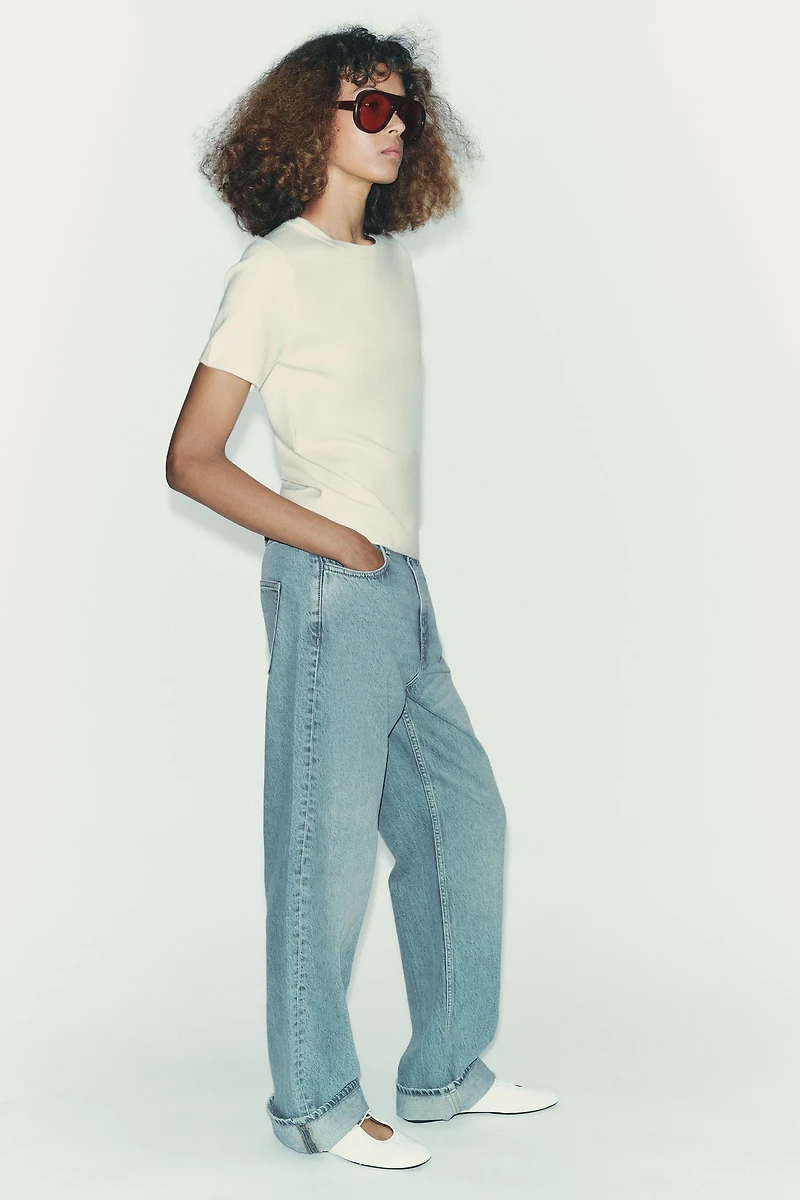 SOFT FEEL SHORT SLEEVE KNIT TOP