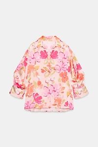FLORAL PRINT SATIN EFFECT SHIRT