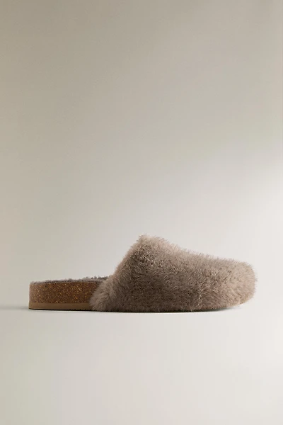FAUX FUR MULE CLOG SLIPPERS