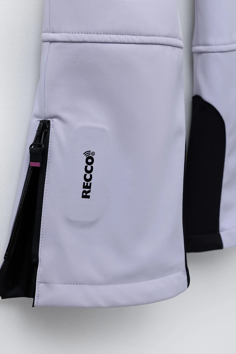 DETACHABLE HOODIE DOWN PADDED COVERALLS 80% AND 20% FEATHER WINDPROOF WATER RESISTANT RECCO® SYSTEM SKI COLLECTION