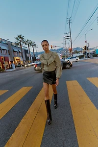 RUFFLED GINGHAM BLOUSE