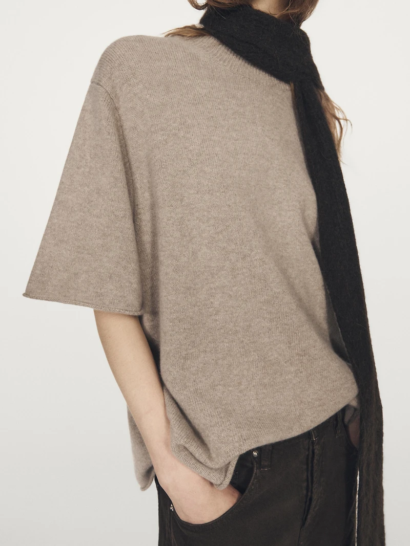 100% wool oversize short sleeve sweater