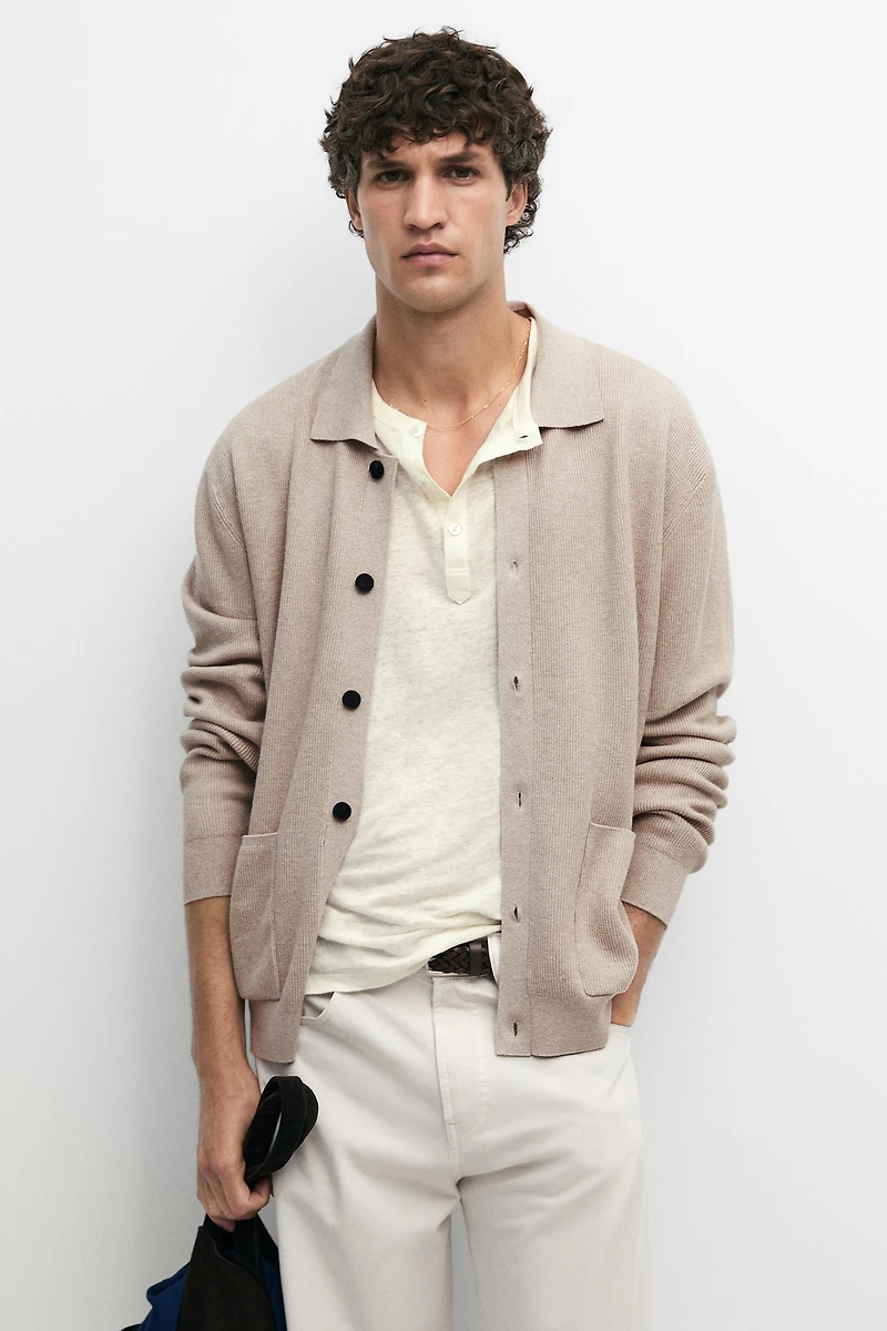 100% cotton knit pocket cardigan