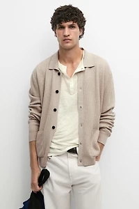 100% cotton knit pocket cardigan