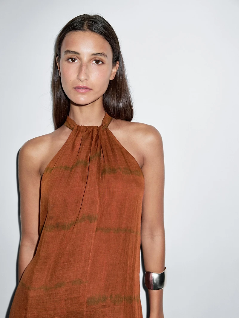 Long striped halter dress