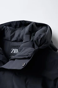 LONG 50% FEATHER AND DOWN WATER REPELLENT PUFFER COAT WITH REMOVABLE FAUX FUR HOODIE