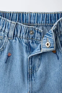 EMBROIDERED RUFFLED CULOTTE JEANS