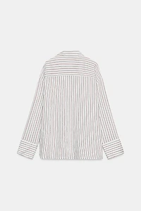 FLOWY STRIPED SCARF SHIRT