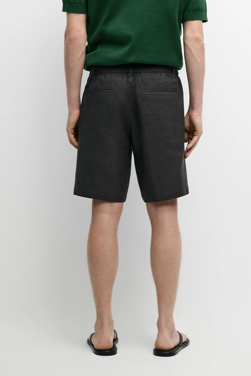 Linen co-ord elastic waist Bermuda shorts