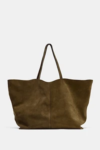 SAC MAXI SHOPPER EN CUIR VELOURS