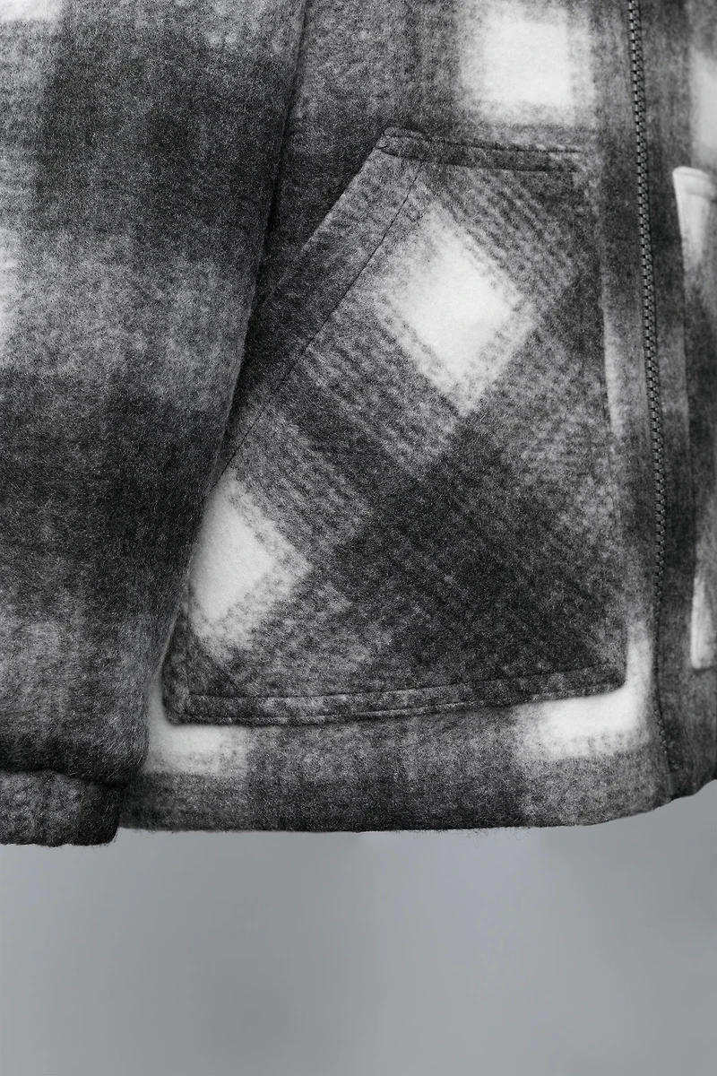 PLAID FLEECE COAT