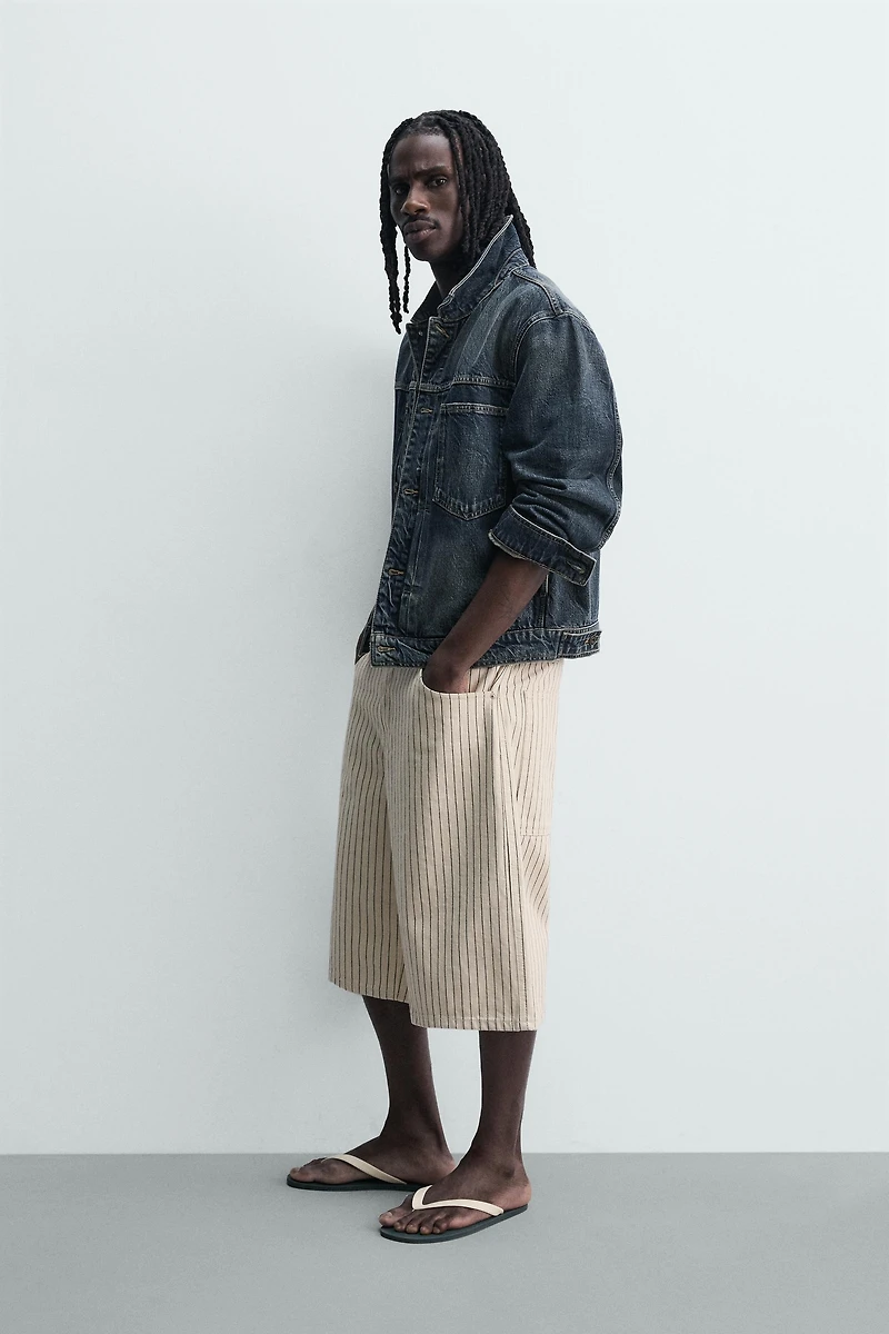 PINSTRIPE RELAXED FIT JORTS