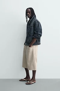 PINSTRIPE RELAXED FIT JORTS