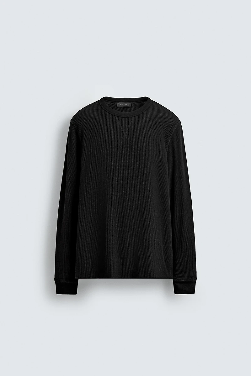 WAFFLE KNIT STRUCTURE T-SHIRT