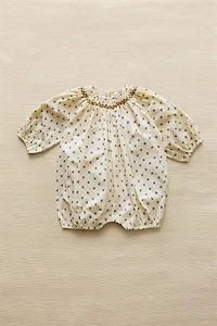 GATHERED FLORAL BABY ROMPER
