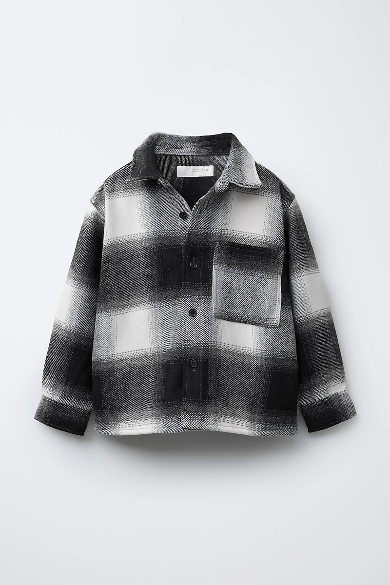 PLAID OVERSHIRT WITH REMOVABLE PLUSH HOOD