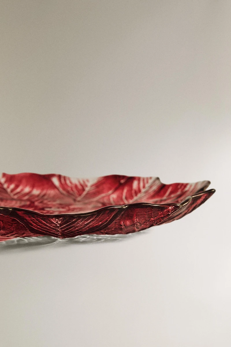 ASSIETTE À DESSERT EN VERRE FLEUR NOËL