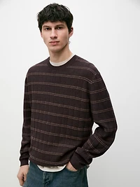 Striped knit crew neck sweater