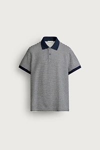 REGULAR FIT STRIPED TEXTURED POLO