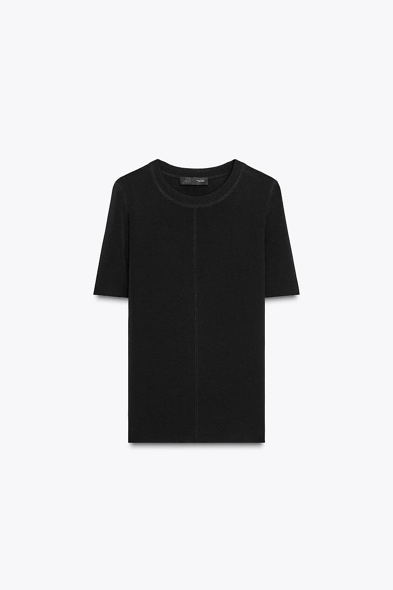 SHORT SLEEVE KNIT TOP