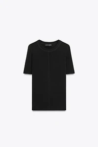 SHORT SLEEVE KNIT TOP