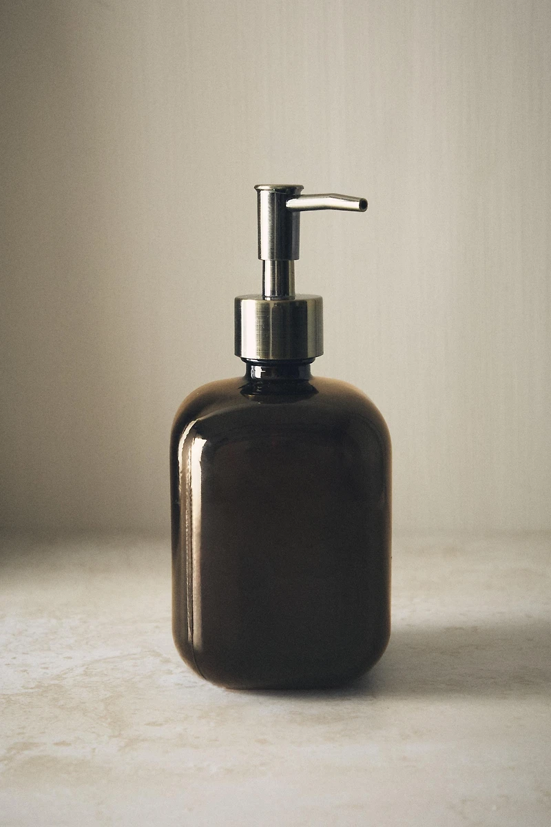 DARK GLASS SOAP DISPENSER